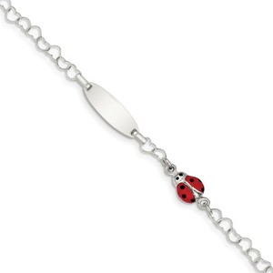 Sterling Silver Heart Link Engravable Children s ID Bracelet