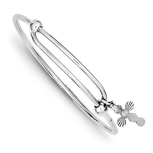 Sterling Silver Children s Cross Charm Expandable Bangle Bracelet