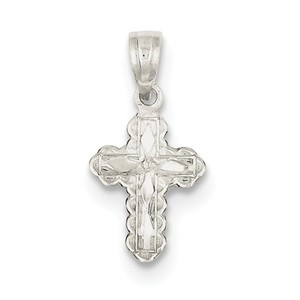 Sterling Silver Diamond Cut Children s Cross Pendant