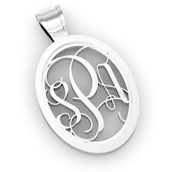 Oval Monogram 3 Letter Vine Cut Out Pendant