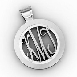 Round Monogram Script Cut Out Pendant