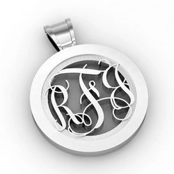 Round Monogram Vine 3 Letter Cut Out Pendant