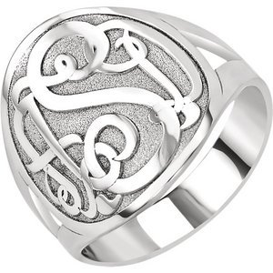 Personalized Script Round Monogram Signet Ring