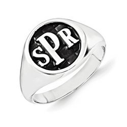 Personalized Antiqued Block Monogram Signet Ring