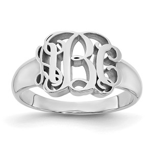 Personalized Vine Script Cut Out Monogram Signet Ring