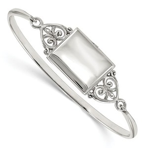 Sterling Silver Rectangle Polished Locket Bangle Bracelet