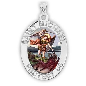 Saint Michael OVAL Religious Medal   EXCLUSIVE 