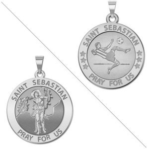 Male Soccer   Saint Sebastian Doubledside Sports Religious Medal  EXCLUSIVE 