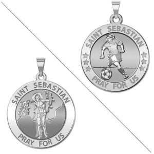 Female Soccer   Saint Sebastian Doubledside Sports Religious Medal  EXCLUSIVE 