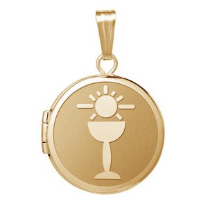 14k Yellow Gold Round  Holy Communion   Locket