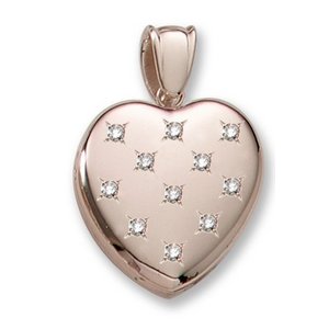 18k Premium Weight Yellow Gold Diamond Heart Locket