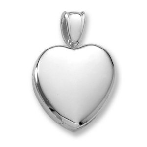 18k Premium Weight White Gold Heart Picture Locket