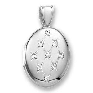 Premium Weight White Gold Diamond Oval Locket