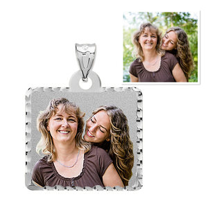 Square Pendant with Diamond Cut Edge Photo Pendant Charm