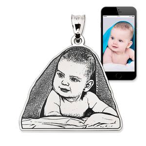 Antiqued Laser Carved Photo Outline Pendant or Charm