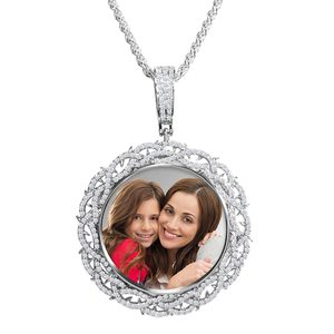 Crown of Thorns Photo Engraved Medium Cubic Zirconia Pendant