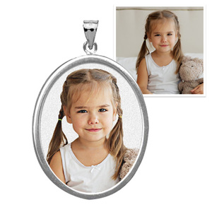 Oval w  Bezel Frame Photo Engraved Pendant