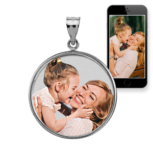 Round Bezel Frame Photo Engraved Pendant