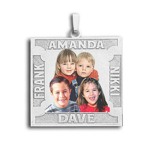 Square Photo Pendant w  4 Names Etched