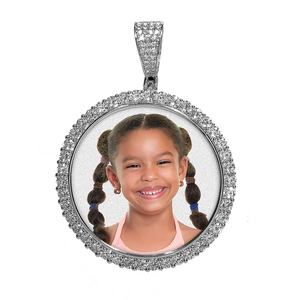 Photo Engraved Large Cubic Zirconia Pendant