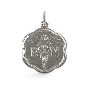 Rn Caduceus Scalloped Disc Charm