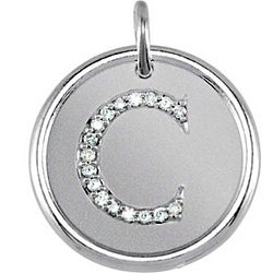 Letter  C  Initial Roxy Pendant with Diamonds