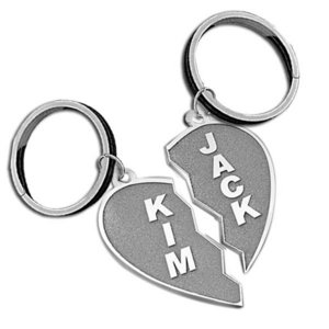 Engravable Sterling Silver Broken Heart Keychains