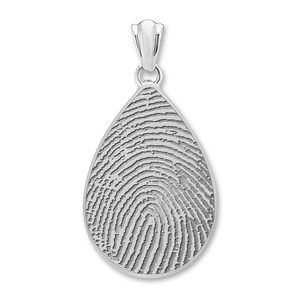 Custom Fingerprint Teardrop Charm or Pendant with Reverse Photo Option