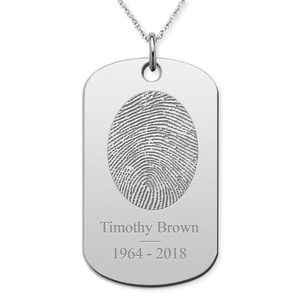 Stainless Steel Custom Fingerprint Dog Tag Pendant with Chain