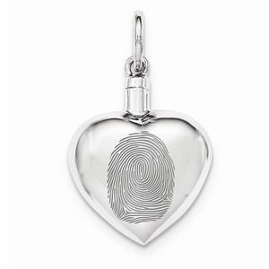 Sterling Silver Custom Fingerprint Heart Cremation or Ash Filler