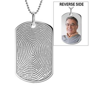 Stainless Steel Custom Fingerprint Dog Tag Pendant with Chain