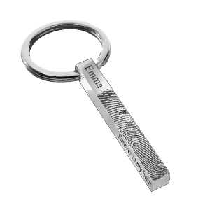 Personalized Fingerprint Vertical 3D Bar Keychain