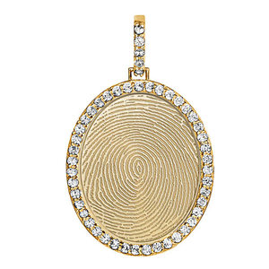 Large Custom Fingerprint Diamond Oval Pendant