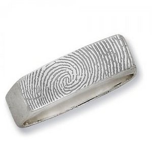 Custom Men s Fingerprint Rectangle Signet Ring