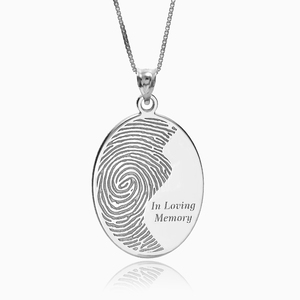 Custom Ying Yang Fingerprint Oval Charm or Pendant with Text