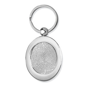 Stainless Steel Custom Fingerprint Oval Keychain