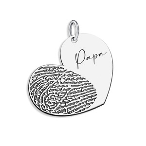 Personalized Fingerprint Dangle Heart Pendant w  Name