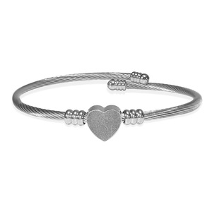 Custom Fingerprint Heart Bangle Bracelet