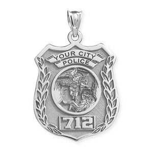 Saint Michael Personalized Police Badge with Department   Badge Number