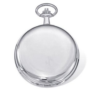 Polished Finish Stainless Steel Hunter Case Quartz Pocket Watch