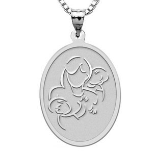 Mother with Two Sons   Oval Pendant