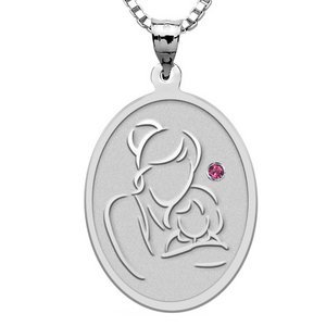 Mother and Daughter   Oval Pendant with Birthstone