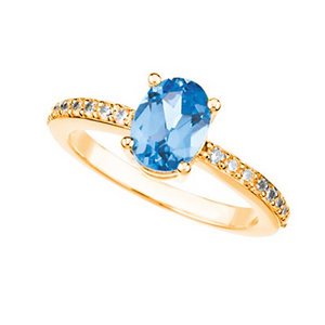 Mother s Ring with Single Birthstone with Diamonds