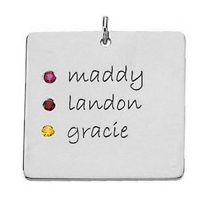 with Three Birthstones Square Pendant