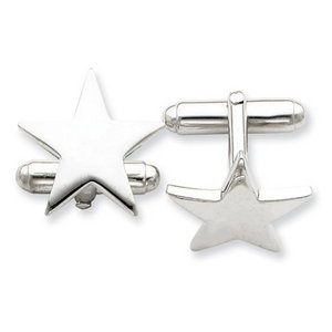 Engravable Star Shaped Sterling Silver Cufflinks