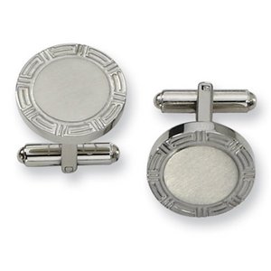 Engravable Round Shaped Stainless Steel Cufflinks