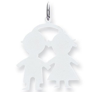 Engravable 14k White Gold Boy   Girl Pendant or Charm