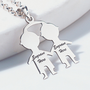 Engravable Two Boys Pendant or Charm