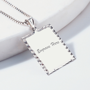 Engravable Rectangle with Diamond Cut Pendant or Charm