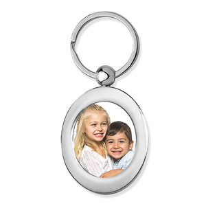 Stainless Steel Custom Photo Oval Keychain